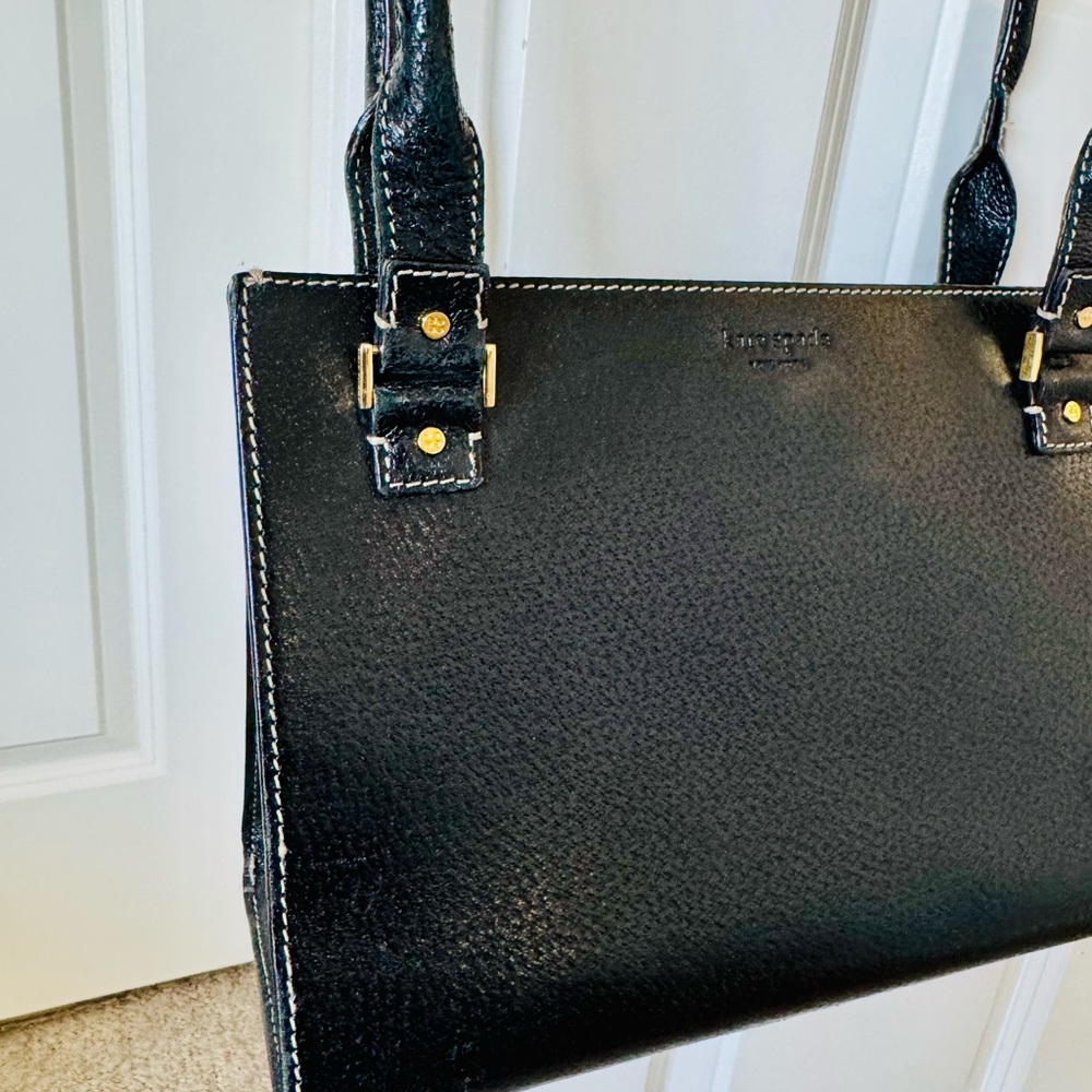 Vintage Kate Spade Elegant Black Leather Handbag - Picture 3 of 15